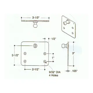 ATTWOOD SL62 Brakett for gassdemper 10 mm kule