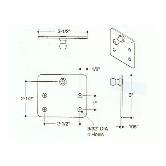 ATTWOOD SL62 Brakett for gassdemper 10 mm kule 