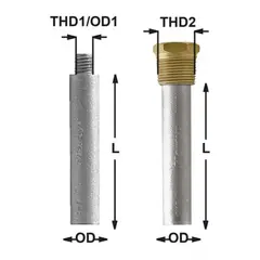 MARTYR ANODES Motoranode til Scania L: 63mm, OD: 17mm, M6 i Sink