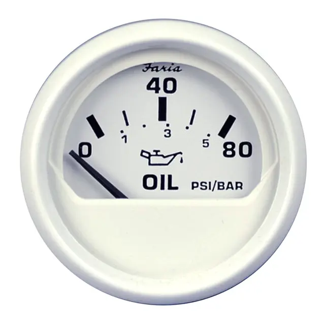 FARIA Oljetrykkmåler 0-100 PSI Ø2" - Hvit 