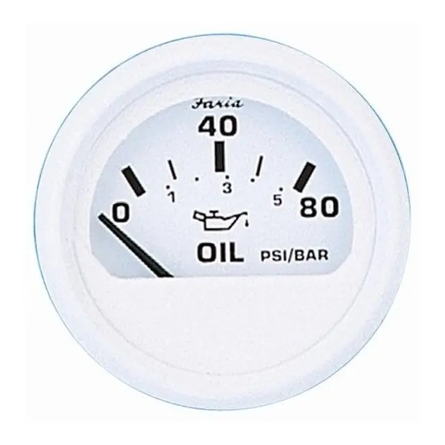 FARIA Oljetrykkmåler 0-100 PSI Ø2" - Hvit 