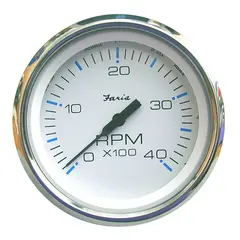 FARIA Turteller Diesel 0-4000 rpm &#216;3&quot; - Hvit bl.ring - f. mek.uttak/dynamo