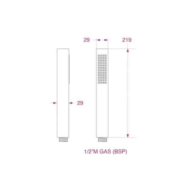 BARKA SQC2001-00-1/2”F Dusj m/stang firkantet - 1,5m slange 