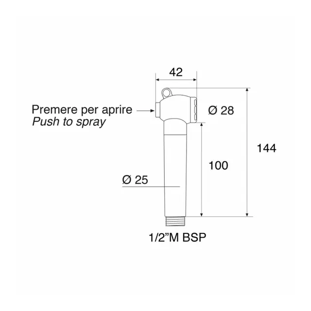 BARKA Dusjhode for DS1503 - D150 forkrommet - av/på knapp 