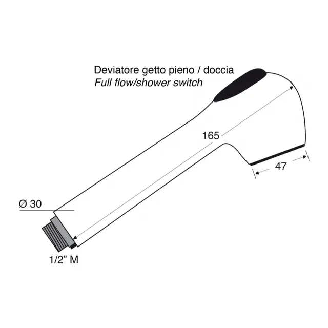BARKA Dusjhode for MD6501 - D50 forkrommet - spyl/dusj switch 