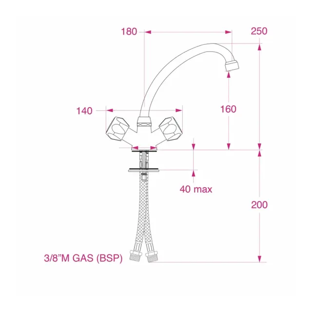 BARKA MG3200 Blandebatteri 2 greps - forkrommet messing 
