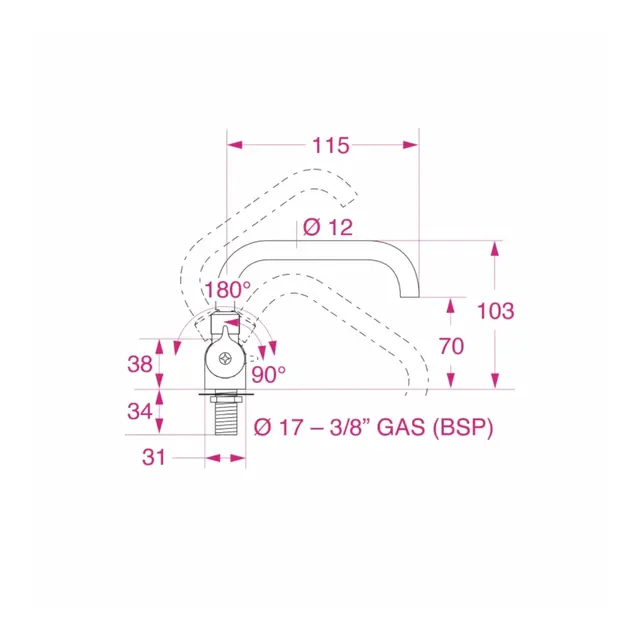 BARKA RR4600 Kaldtvanns kran Nedfellbar - Forkrommet messing 
