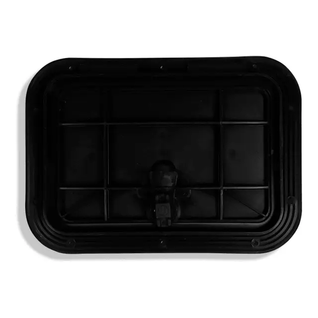 BOMAR Plastluke, Sort 260 x 361 mm # 8711b - hengslet - synlig flens 