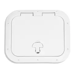 BOMAR Plastluke, Hvit 318 x 394 mm # 8812w - hengslet - synlig flens