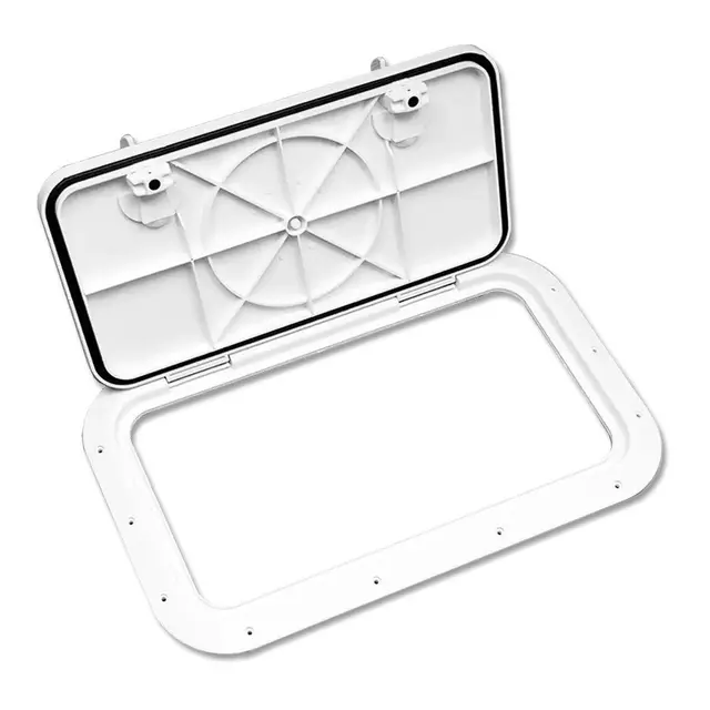 BOMAR Plastluke, Hvit 349 x 597 mm # 81020W - hengslet - synlig flens 