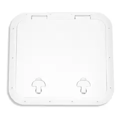 BOMAR Plastluke, Hvit 460 x 513 mm # 81618W - hengslet - synlig flens