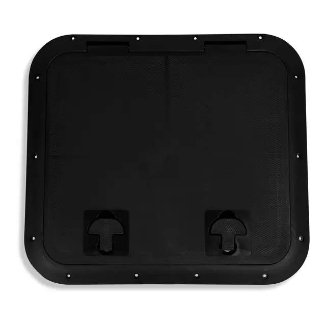 BOMAR Plastluke, Sort 460 x 513 mm # 81618b - hengslet - synlig flens 