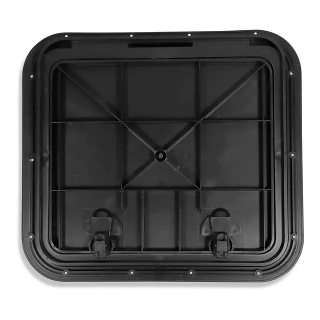 BOMAR Plastluke, Sort 460 x 513 mm # 81618b - hengslet - synlig flens 