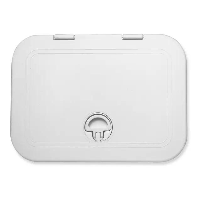 BOMAR Plastluke, Hvit 246 x 348 mm # 7711 - hengslet - skjult flens 