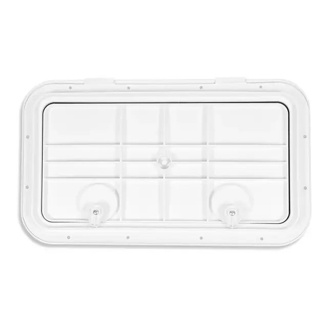 BOMAR Plastluke, Hvit 279 x 483 mm # 71119 - hengslet - skjult flens 