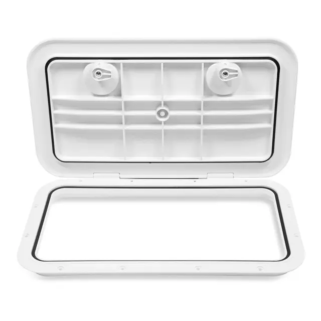 BOMAR Plastluke, Hvit 279 x 483 mm # 71119 - hengslet - skjult flens 
