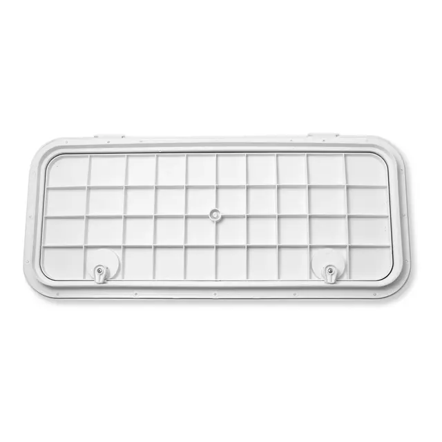 BOMAR Plastluke, Hvit 330mm x 914mm # 71336 - hengslet - skjult flens 