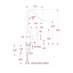 BARKA&#160;MQL1100 Blandebatteri, firkantet ettgreps - firkantet - H325mm