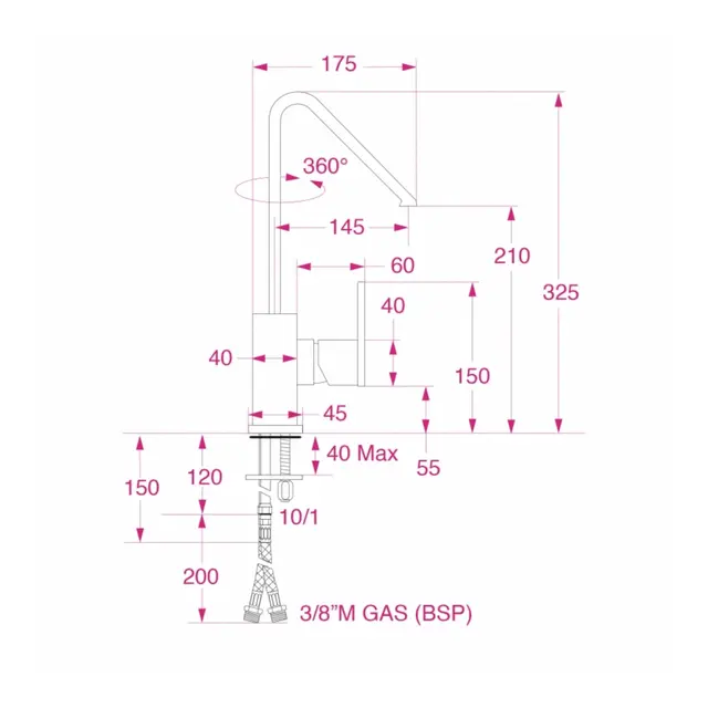 BARKA MQL1100 Blandebatteri, firkantet ettgreps - firkantet - H325mm 