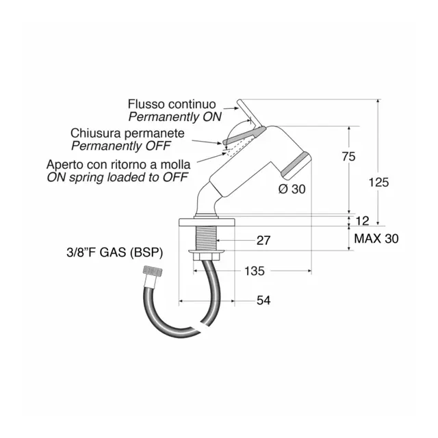 BARKA DS0241 Hånddusj / Cockpitdusj sort - 1,5m krom slange - av/på bryter 