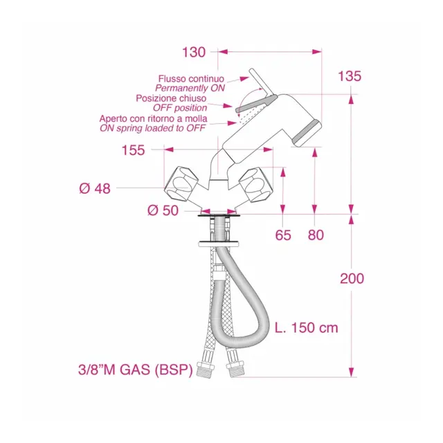 BARKA MD3241 Blandebatteri Sort Med bryter - 1,5m utrekkbar slange 