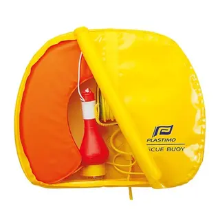 PLASTIMO RescueBuoy - Hvit R&#248;d hesteskob&#248;ye + livb&#248;yelys