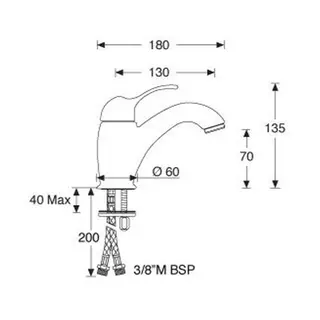 BARKA Blandebatteri, MP5000 ettgreps - forkrommet messing 