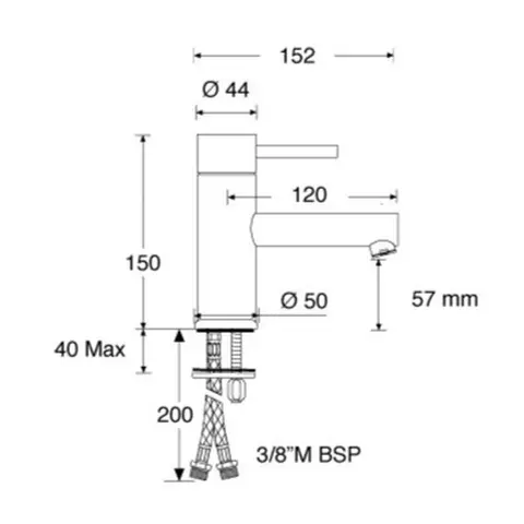 BARKA Blandebatteri, MY1000 ettgreps - forkrommet messing 
