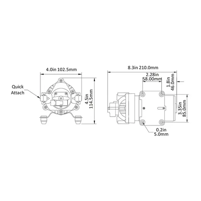 SEAFLO Trykkvannspumpe - 24V 35 serien, 80PSI, 7L/min 