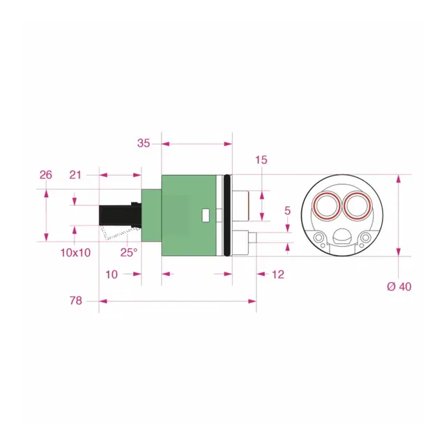 BARKA CART70 Keramisk tetning Ø40 For enhåndskran Ø40 