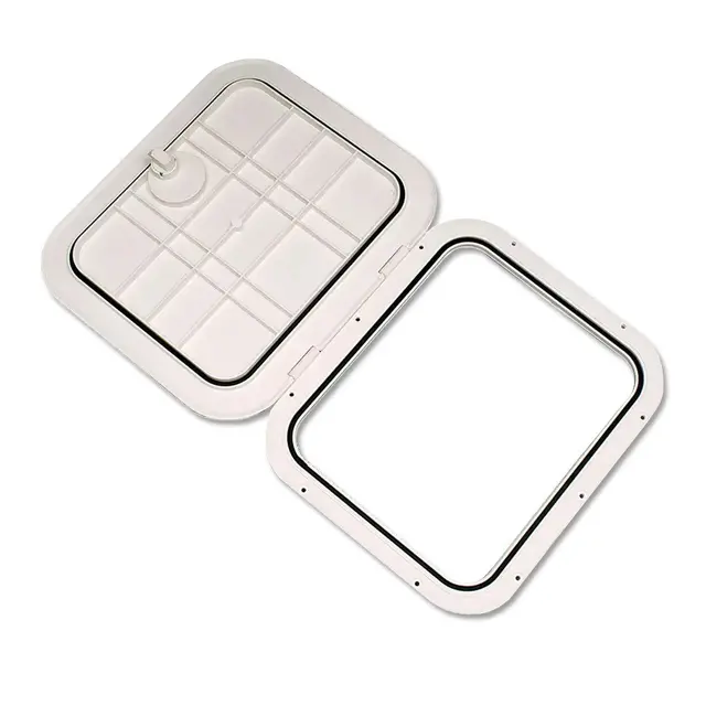 BOMAR Plastluke, Hvit 330 x 445 mm # 71317 - hengslet - skjult flens 
