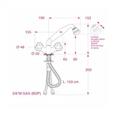 BARKA MD3111 Blandebatteri Hvit Uttrekkbart munnstykke - 1,5m slange