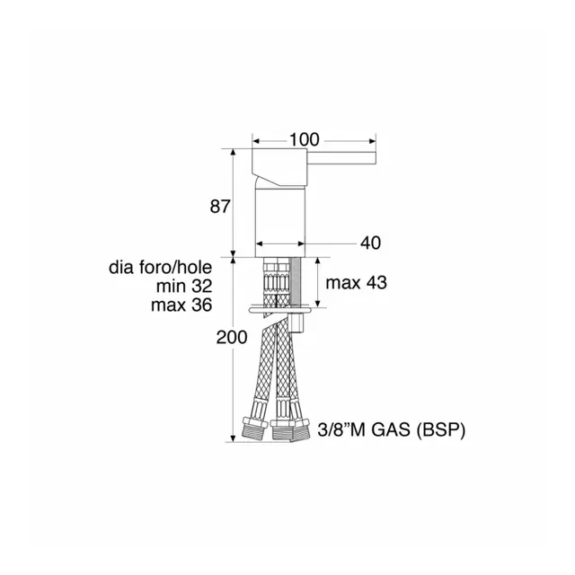 BARKA MI1000-40 Blandebatteri Ettgreps - forkrommet messing 