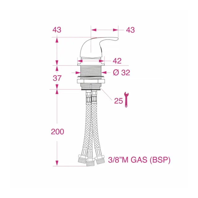 BARKA MI2000 Blandebatteri Forkromma med kran - ett greps 
