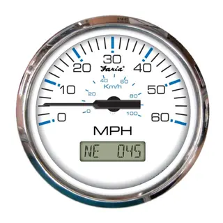 FARIA GPS fartsm&#229;ler 0-60 knop Chesapeake SS White serien.