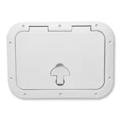 BOMAR Plastluke, Hvit 260 x 361 # 8711w - hengslet - synlig flens