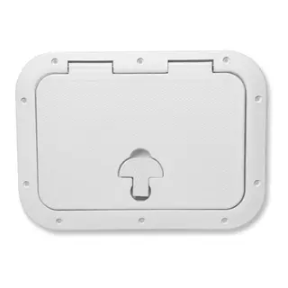 BOMAR Plastluke, Hvit 260 x 361 # 8711w - hengslet - synlig flens