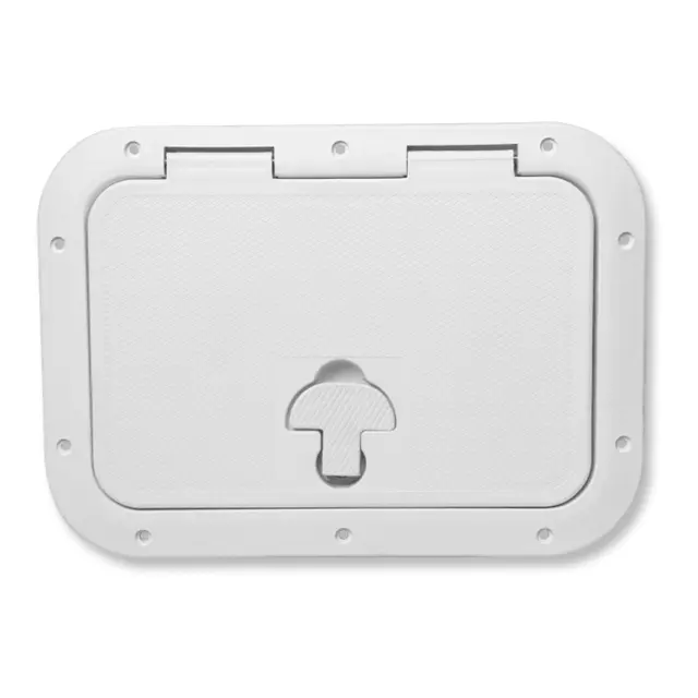 BOMAR Plastluke, Hvit 260 x 361 # 8711w - hengslet - synlig flens 