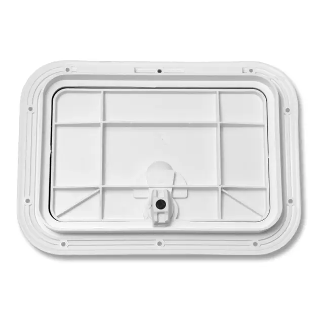 BOMAR Plastluke, Hvit 260 x 361 # 8711w - hengslet - synlig flens 