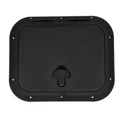 BOMAR Plastluke, Sort 318 x 394 # 8812b - hengslet - synlig flens