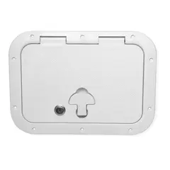 BOMAR Plastluke, Hvit 260x361 l&#229;sbar # 8711wl - hengslet - synlig flens