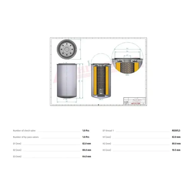HIFI Oljefilter til Yanmar 4.syl Erstatter 129150-35151 