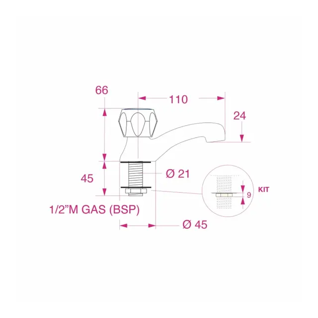 BARKA RF3000 Kaldtvanns kran ett grep - forkrommet messing 