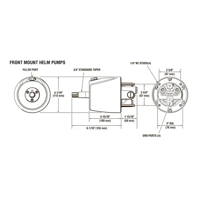 TELEFLEX Hydr. pumpe SEASTAR Rattpumpe. 1.4 Cu.in / 23,1 cm3 volum. 