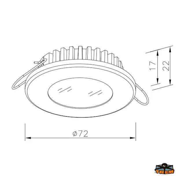 AUROLED Downlight LED - syrefast ring Kan dimmes 3,6W - 3000K . Ø72mm 