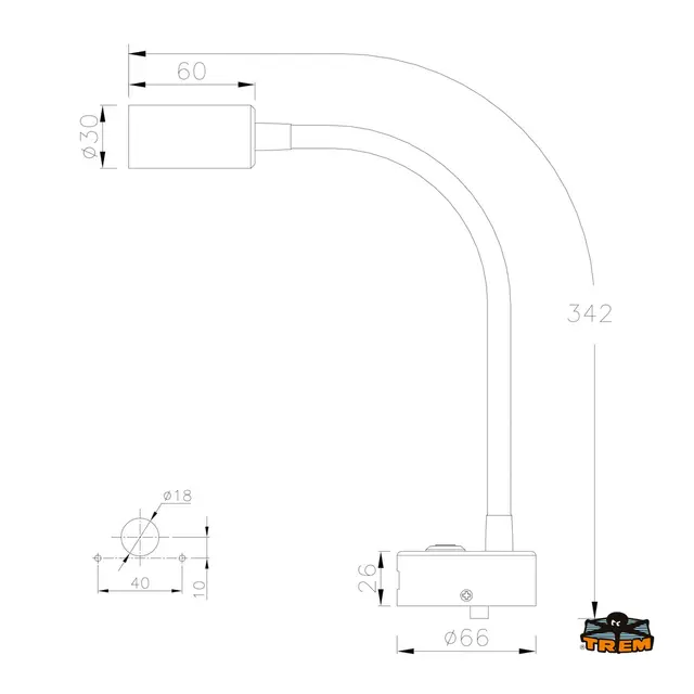 AUROLED Leddet Kartlampe med USB-uttak 12V, 3W - Dimbar 