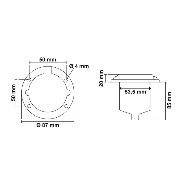 TREM Landstrømsinntak, AISI 316 - 16A m/ RATIO Plugg - IP56 