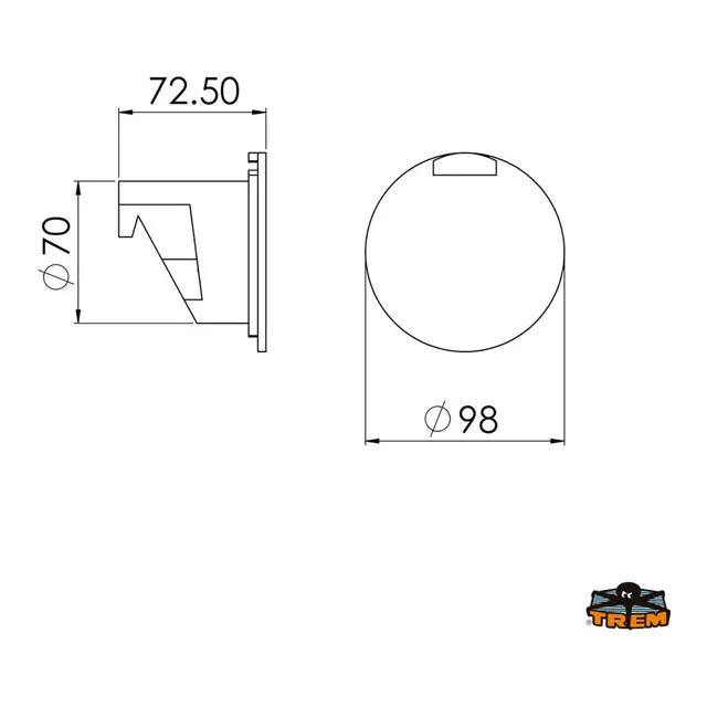 TREM Dusjboks Ø 98mm - Hvit Ral 9003 