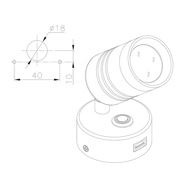 AUROLED LED-lampe m/USB-uttak 12V, 3,5-6W 