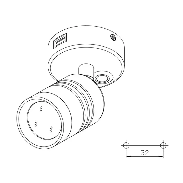 AUROLED LED-lampe m/USB-uttak 12V, 3,5-6W 
